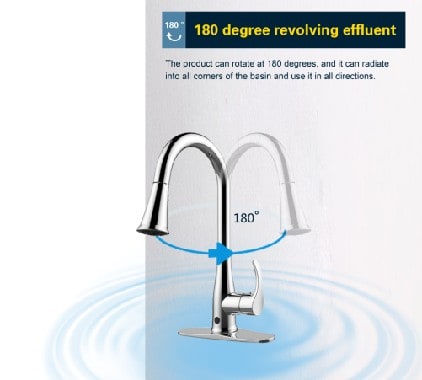 180 degree rotation touchless kitchen faucet