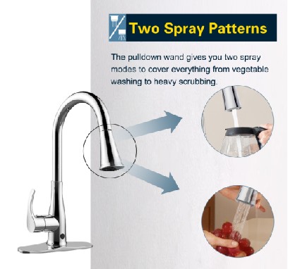 touchless kitchen faucet two spray functions