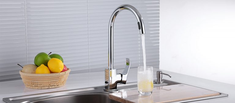 stainless steel chromed automatic kitchen faucet